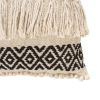 18 x 18 Fringed Square Cotton Boho Style Accent Throw Pillow; Diamond Pattern; Black; White; DunaWest - Default