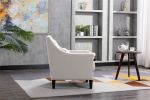 accent armchair living room chair with nailheads and solid wood legs Beige Linen - Beige