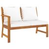 vidaXL 5 Piece Patio Lounge Set with Cushion Cream Solid Acacia Wood - Brown