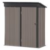 Patio 5ft Wx3ft. L Garden Shed; Metal Lean-to Storage Shed with Lockable Door; Tool Cabinet for Backyard; Lawn; Garden - Brown