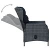 vidaXL Reclining Patio Chair with Cushions Poly Rattan Dark Gray - Grey