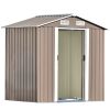 Patio 6ft x4ft Bike Shed Garden Shed; Metal Storage Shed with Lockable Door; Tool Cabinet with Vents and Foundation for Backyard - Brown