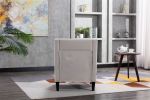 accent armchair living room chair with nailheads and solid wood legs Beige Linen - Beige
