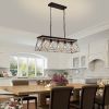 Farmhouse Rectangular Chandelier Rustic, 5-Lights Kitchen Island Lighting, Linear Island Light Fixture Farmhouse Pendant Lighting Fixtures