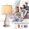 Resin Gray Desk Lamp Set of 2 with Dual USB Ports