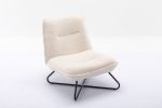 Modern Teddy Fabric Accent Armless Chair For Living room Indoor; Cream White - pic