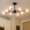 8-Light 61cm Sputnik Semi Flush Mount Ceiling Light Fixture - Black