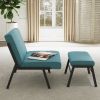 Accent Chair with Ottoman; Modern Upholstered Accent Chair; Linen Sofa Chair with Ottoman Footstool for Bedroom; Living Room; Office(GREEN)