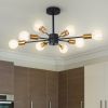 8-Light 61cm Sputnik Semi Flush Mount Ceiling Light Fixture - Black