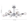 8-Light 61cm Sputnik Semi Flush Mount Ceiling Light Fixture - Chrome