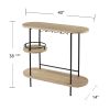 Dagney Wine/Bar Table w/ Glassware Storage â€“ Natural and Black Finish