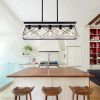 Farmhouse Rectangular Chandelier Rustic, 5-Lights Kitchen Island Lighting, Linear Island Light Fixture Farmhouse Pendant Lighting Fixtures