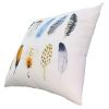 20 x 20 Modern Square Cotton Accent Throw Pillow; Printed Feather Patterned Design; White; Multicolor - as Pic