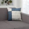 Dae 24 x 24 Square Handwoven Cotton Accent Throw Pillow; Classic Simple Kilim Pattern; Blue; Off White - as Pic
