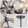 Farmhouse Chandelier Light Fixtures; 4-Light Adjustable Height Dining Room Wood Light Fixtures - as Pic