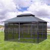 13x10 Outdoor Patio Gazebo Canopy Tent With Ventilated Double Roof And Mosquito net(Detachable Mesh Screen On All Sides); Gray Top