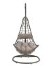 Uzae Patio Hanging Chair with Stand; Gray Fabric &amp; Charcaol Wicker 45105 - as Pic