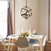 Farmhouse Chandelier Light Fixtures; 4-Light Adjustable Height Dining Room Wood Light Fixtures - as Pic