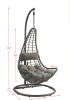 Uzae Patio Hanging Chair with Stand; Gray Fabric &amp; Charcaol Wicker 45105 - as Pic