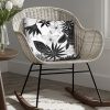 17 x 17 Inch Decorative Square Cotton Accent Throw Pillow with Classic Floral Print; Black and White - as Pic