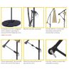 10 FT Solar LED Patio Outdoor Umbrella Hanging Cantilever Umbrella Offset Easy Open Adustment with 24 LED Lights - tan