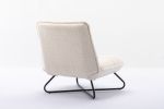Modern Teddy Fabric Accent Armless Chair For Living room Indoor; Cream White - pic