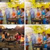 Bosonshop 22'' Outdoor Wood Burning BBQ Grill Firepit Bowl w/Spark Round Mesh Spark Screen Cover Fire Poker Patio Steel Fire Pit Bonfire