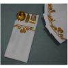 [100 Pack] Disposable Guest Towels Linen-Feel Paper Hand Towels;  Decorative Bathroom Hand Napkins for Kitchen; Weddings - Gold