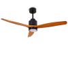 Quiet 52' Wood Ceiling Fans with Lights and Remote Moisture-proof Outdoor Ceiling Fan for Patios; 6 Speeds Ceiling Fan for Living Bedroom Kitchen; 3 L