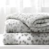 Printed Faux Rabbit Fur Throw; Lightweight Plush Cozy Soft Blanket; 50&quot; x 60&quot;; Grey Leopard - as Pic
