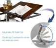 Adjustable C Table with Wheels; Rolling Side Table with Tiltable Board Mobile Couch Snack Table.