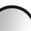 28 Inch Round Wooden Floating Beveled Wall Mirror; Black