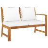 vidaXL 5 Piece Patio Lounge Set with Cushion Cream Solid Acacia Wood - Brown