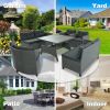 6-Piece Outdoor Wicker Sofa Set, Patio Rattan Dinning Set, Sectional Sofa with Thick Cushions and Pillows, Plywood Table Top- Gray