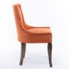 Furniture; Ultra Side Dining Chair;  Thickened fabric chairs with neutrally toned solid wood legs;  Bronze nail head;  Set of 2 - Orange