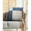 Dae 24 x 24 Square Handwoven Cotton Accent Throw Pillow; Classic Simple Kilim Pattern; Blue; Off White - as Pic