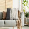 18 x 18 Square Handwoven Accent Throw Pillow; Polycotton Dhurrie; Kilim Pattern; White; Gray - as Pic