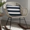 20 x 20 Modern Square Cotton Accent Throw Pillow; Classic Block Stripes; Black; White - as Pic