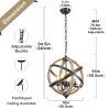 Farmhouse Chandelier Light Fixtures; 4-Light Adjustable Height Dining Room Wood Light Fixtures - as Pic