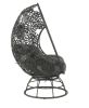 Hikre Patio Lounge Chair &amp; Side Table; Clear Glass; Charcaol Fabric &amp; Black Wicker 45113 - as Pic