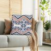 18 x 18 Handcrafted Square Jacquard Cotton Accent Throw Pillow; Geometric Tribal Pattern; White; Black; Beige - as Pic