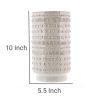 10 Inches Embossed Ceramic Vase; White; DunaWest - Default