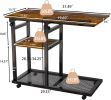Adjustable C Table with Wheels; Rolling Side Table with Tiltable Board Mobile Couch Snack Table.