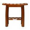 Oceanstar Solid Wood Spa Shower Bench with Storage Shelf, Teak Color Finish - SB1682