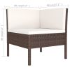 vidaXL 3 Piece Patio Lounge Set with Cushions Poly Rattan Brown - Brown