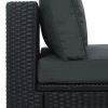7-piece Outdoor Wicker Sofa Set; Rattan Sofa Lounger; With Striped Green Pillows; Conversation Sofa; - Gray