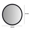 28 Inch Round Wooden Floating Beveled Wall Mirror; Black