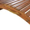 TOPMAX Outdoor Patio Wood Portable Extended Chaise Lounge Set with Foldable Tea Table; Brown Finish+Dark Gray Cushion - as Pic