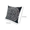 20 x 20 Modern Square Cotton Accent Throw Pillow; Mandala Design Pattern; Black; White - as Pic