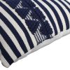 18 x 18 Handwoven Square Cotton Accent Throw Pillow; Classic Striped Pattern; Textured; White; Blue - as Pic